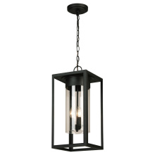Eglo US Stocking 203669A - 3 LT Outdoor Pendant w/ Matte Black Finish & Clear Glass Shade