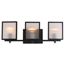 Eglo US Stocking 203729A - 3 LT Bath/Vanity Light w/ Black Finish, Clear Reeded Glass Shade & Chrome Socket Holders