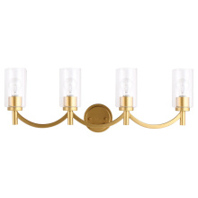 Eglo US Stocking 203753A - 4 LT Bath/Vanity Light w/ Antique Gold Finish & Clear Glass Shades