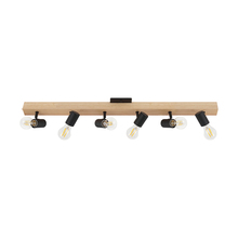 Eglo US Stocking 204198A - 6 LT Open Bulb Track Light w/ a Natural Wood & Black Finish
