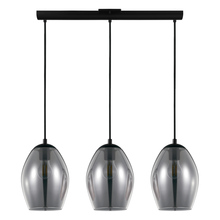 Eglo US Stocking 204238A - 3 LT Pendant w/ Black Finish & Chrome Smoked Glass Shade