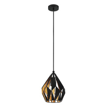 Eglo US Stocking 204241A - 1 LT Pendant w/ Black Finish & Black w/ Gold Leaf Interior Geometric Metal Shade