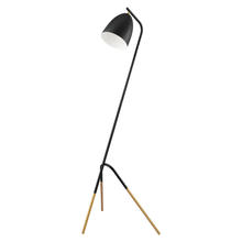 Eglo US Stocking 204261A - 1 LT Floor Lamp w/ Black & Gold Finish & Black & White Metal Shade