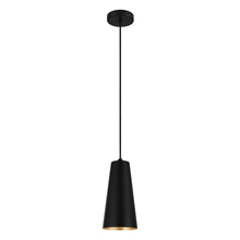 Eglo US Stocking 204365A - 1 LT Mini Pendant w/ Black Finish & Black w/ White Interior Metal Cone Shaped Metal Shade