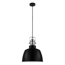 Eglo US Stocking 204367A - 1 LT Pendant w/ Matte Black Finish & Matte Black Metal Shade w/ Chrome Accent