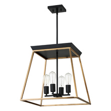 Eglo US Stocking 204595A - 4 LT Open Frame Pendant w/ Brushed Gold & Matte Black Finish