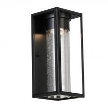 Eglo US Stocking 204704A - 1 LT Integrated LED Outdoor Wall Light w/ Black Finish & Clear Seeded Glass Shade