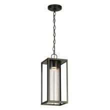 Eglo US Stocking 204708A - 1 LT Integrated LED Outdoor Pendant w/ Black Finish & Clear Seeded Glass Shade