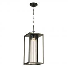 Eglo US Stocking 204709A - 1 LT Integrated LED Outdoor Pendant w/ Black Finish & Clear Seeded Glass Shade