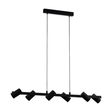 Eglo US Stocking 204892A - 6 LT Pendant w/ a Black Finish & Black Cylinder Shaped Adjustable Shades