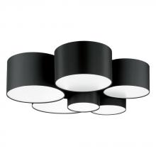 Eglo US Stocking 205187A - 6 LT Ceiling Light w/ Black Finish & Black w/ White Interior Shades