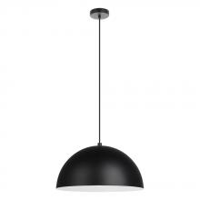 Eglo US Stocking 205292A - 1 LT Pendant w/ Black Finish & Black & Matte White Metal Shade
