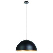 Eglo US Stocking 205293A - 1 LT Pendant w/ Black Exterior & Gold Leaf interior Metal Shade