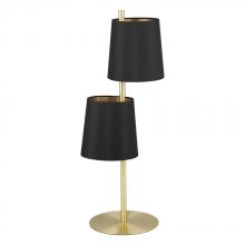 Eglo US Stocking 205301A - 2 LT Table Lamp, Brushed Brass Finish & Black w/ Gold Interior Shades