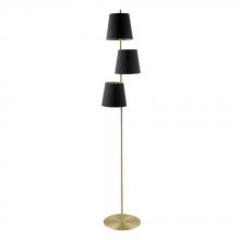 Eglo US Stocking 205302A - 3 LT Floor Lamp, Brushed Brass Finish & Black w/ Gold Interior Shades