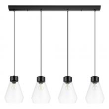 Eglo US Stocking 205322A - 4 LT Linear Penadant w/ Matte Black Finish & Clear Glass Shades