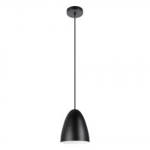 Eglo US Stocking 205418A - 1 LT Pendant w/ Black Exterior & Matte White Interior Metal Shade