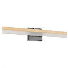 Eglo US Stocking 205525A - 1 LT Integrated LED Bath/Vanity Light w/ Natural Wood  &  Black Finish & Frosted Acrylic Shade