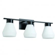 Eglo US Stocking 205617A - 3 LT Bath/Vanity Light w/ Matte Black Finish & White Glass Shades
