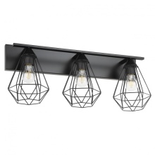 Eglo US Stocking 205621A - 3 LT Bath/Vanity Light w/ Matte Black Finish & Open Frame Geometric Shades