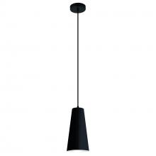 Eglo US Stocking 205651A - 1 LT Mini Pendant w/ Black Finish & Black & White Metal Shade
