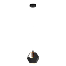 Eglo US Stocking 205808A - 1 LT Mini Pendant w/ Black Finish & Black & Gold Geometric Metal Shade