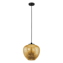 Eglo US Stocking 39597A - 1 LT Pendant w/ Black Finish & Gold Leaf Glass Shade