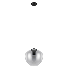 Eglo US Stocking 39657A - 1 LT Pendant w/ Black Finish & Chrome Smoked Glass Shade