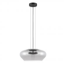 Eglo US Stocking 39658A - 3 LT Pendant w/ Black Finish & Chrome Smoked Glass Shade