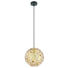 Eglo US Stocking 39754A - 1 LT Pendant w/ Black Finish & Geometric Shaped Brass Colored Shade