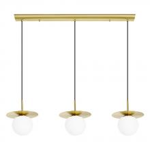 Eglo US Stocking 39953A - 3 LT Linear Pendant w/ Brushed Brass Finish & White Opal Glass Shades