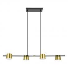 Eglo US Stocking 39985A - 4 LT Linear Pendant w/ Black Finish & Brass & White Metal Shades