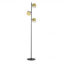 Eglo US Stocking 39987A - 3 LT Floor Lamp w/ Black Finish & Brass w/ White Interior Metal Shades