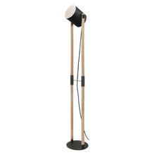 Eglo US Stocking 43048A - 1 LT Floor Lamp w/ Black & Wood Finish & Black w/ White Shade