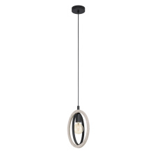 Eglo US Stocking 43461A - 1 LT Open Bulb Mini Pendant w/ a Natural Wood and Black Finish.