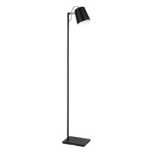 Eglo US Stocking 43614A - 1 LT Floor Lamp w/ Structured Black Finish & Black w/ White Interior Metal Shade