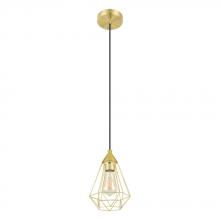 Eglo US Stocking 43681A - 1 LT Open Frame Geometric Mini Pendant w/ Brushed Brass Finish & Black Acccents