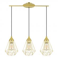 Eglo US Stocking 43682A - 3 LT Linear Pendant w/ Brushed Brass Finish w/ Black Accents