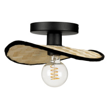 Eglo US Stocking 44045A - 1 LT Ceiling Light w/ Black Finish & Bamboo Shade