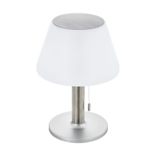 Eglo US Stocking 48749 - Solar Integrated LED Outdoor Table Light w/ a Silver Finish and White Plastic Shade