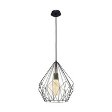 Eglo US Stocking 49257A - 1 LT Pendant w/ Black Finish & Cage Like Geometric Metal Shade