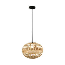 Eglo US Stocking 49771A - 1 LT Pendant w/ Brown Finish & Wood Shade