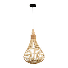 Eglo US Stocking 49772A - 1 LT Pendant w/ Brown Finish & Wood Shade