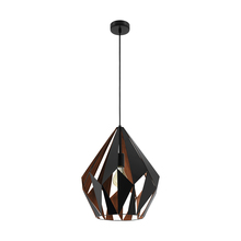 Eglo US Stocking 49878A - 1 LT Pendant w/ Black Finish & Black w/ Copper Interior Geometric Metal Shade