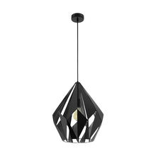 Eglo US Stocking 49879A - 1 LT Pendant w/ Black Finish & Black w/ Silver Interior Geometric Metal Shade