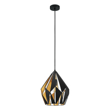 Eglo US Stocking 49931A - 1 LT Pendant w/ Black Finish & Black & Gold Leaf Shade