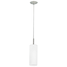 Eglo US Stocking 85977A - 1 LT Mini Pendant w/ Matte Nickel Finish & White Frosted Cylinder Glass Shade