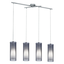 Eglo US Stocking 90306A - 4 LT Linear Pendant w/ Matte Nickel Finish & White Glass Surrounded by Smoked Glass