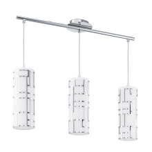 Eglo US Stocking 92563A - 3 LT Linear Pendant w/ Chrome Finish & White Décor Glass Shades
