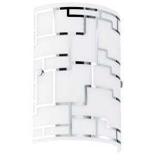 Eglo US Stocking 92564A - 1 LT Wall Light w/ Chrome Finish & White Décor Glass Shade